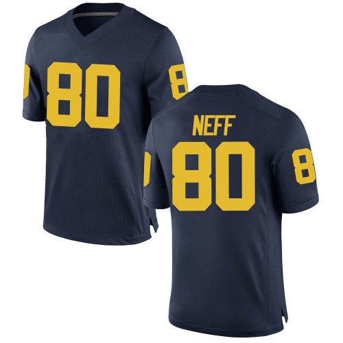 Hunter Neff Michigan Wolverines Men's NCAA #80 Navy Game Brand Jordan College Stitched Football Jersey DWJ0054NU